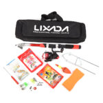 Lixada Fishing Rod Reel Combo Full Kit with 2PCS 2.1m Telescopic Fishing Rods 2PCS Spinning Reels Fishing Lures Hooks Y16446 (2.1 m Red)