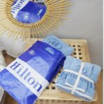 Hilton Face and Bath Towels 100% Polyester, Embroidered Logo Hilton Towels Set