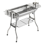 Foldable Stainless Steel BBQ Grill, Portable Charcoal Grill Barbecue, Camping Tabletop Grill for Outdoor Camping Cooking
