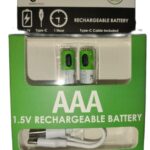 AAA 1.5V Lithium Battery Rechargeable 750mWh  with Type-C USB Charging Cable / port (2pcs / set)