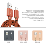 2 in 1 Micro USB Cable for Android for iPhone Charger 2.4A Nylon Braided USB Dual Charging Cable Cord - Image 2