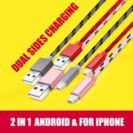 2 in 1 Micro USB Cable for Android for iPhone Charger 2.4A Nylon Braided USB Dual Charging Cable Cord - Image 8