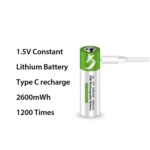 AA 1.5V Lithium Battery Rechargeable 2600mWh  with Type-C USB Charging Cable / Port (2pcs / set) - Image 2