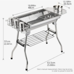 Foldable Stainless Steel BBQ Grill, Portable Charcoal Grill Barbecue, Camping Tabletop Grill for Outdoor Camping Cooking - Image 2