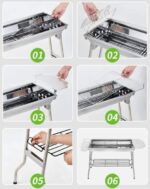 Foldable Stainless Steel BBQ Grill, Portable Charcoal Grill Barbecue, Camping Tabletop Grill for Outdoor Camping Cooking - Image 3