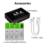 AAA 1.5V Lithium Battery Rechargeable 750mWh  with Type-C USB Charging Cable / port (2pcs / set) - Image 4